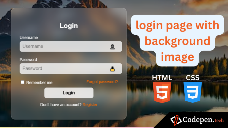 login page in html with css code with background image